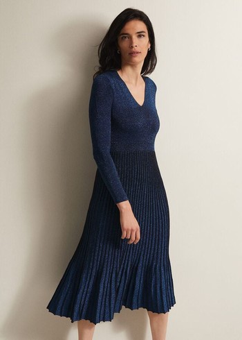 Phase Eight Jessamin Shimmerted Knitwear Blue Canada | XMLGNA-024